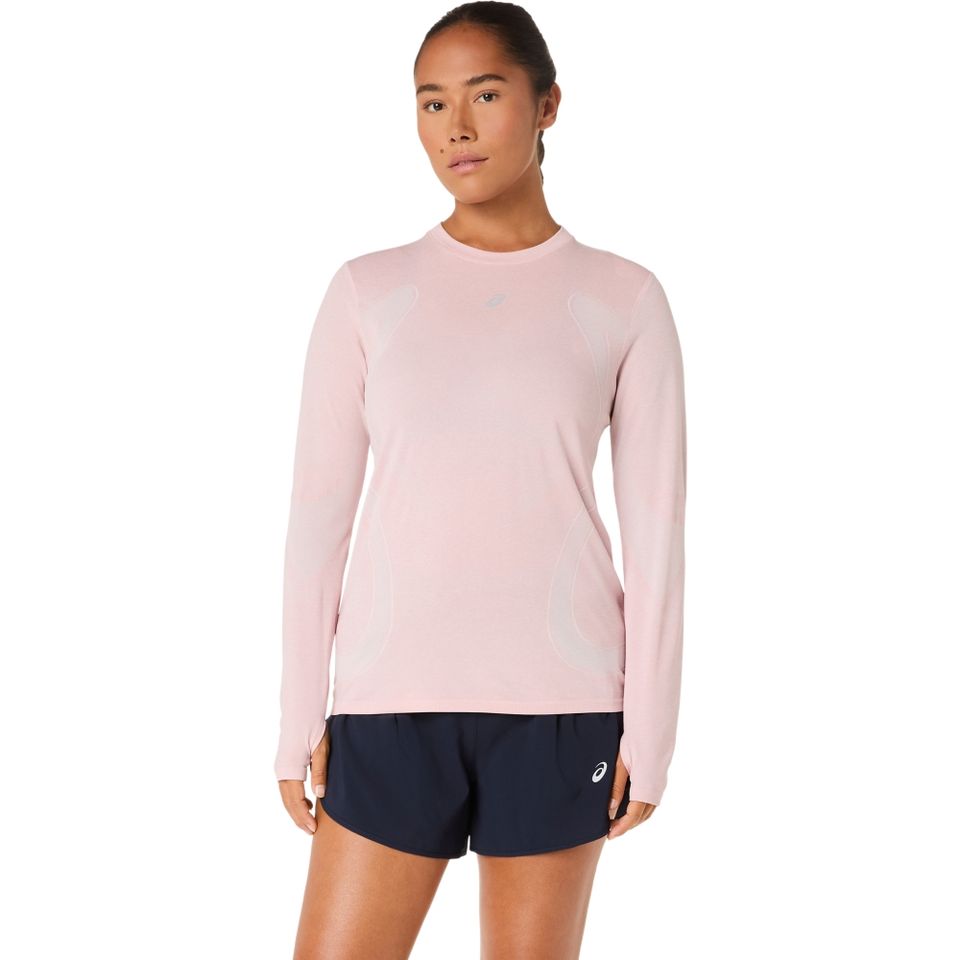 Camiseta Asics Manga Longa Road Seamless - Feminino - Rosa/Vermelho
