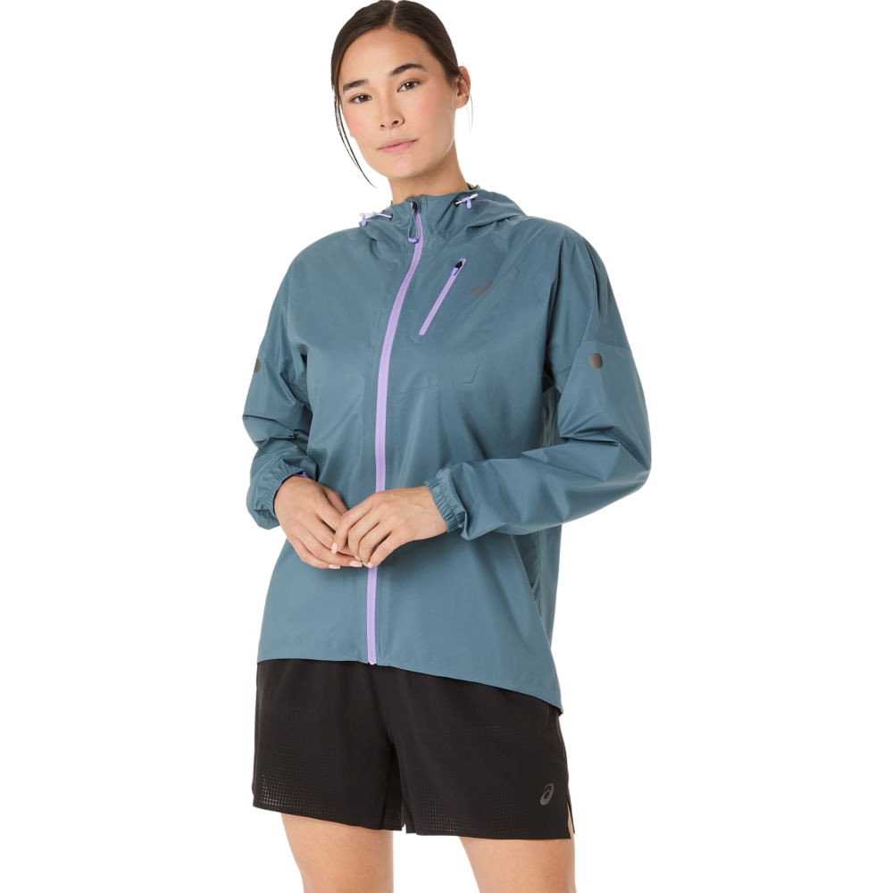 Jaqueta ASICS Impermeável Fujitrail Elite - Feminino - Cinza - tam: GG