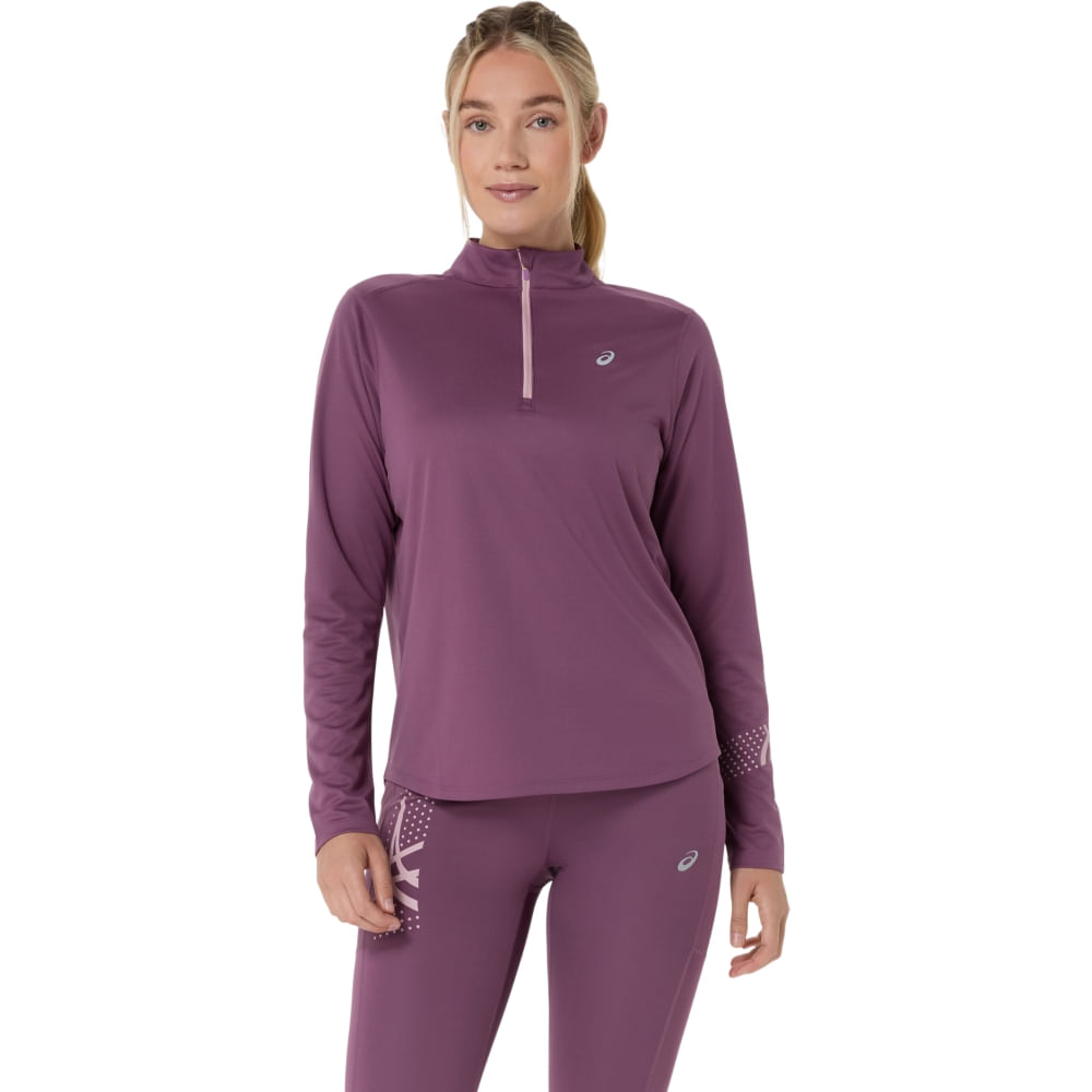 Camiseta Manga Longa Icon 1/2 Zip Ls Top - Roxo
