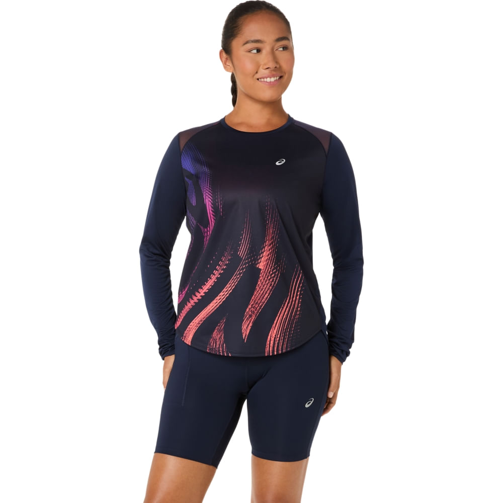 Camiseta Manga Longa Road Graphic Ls Top - Azul