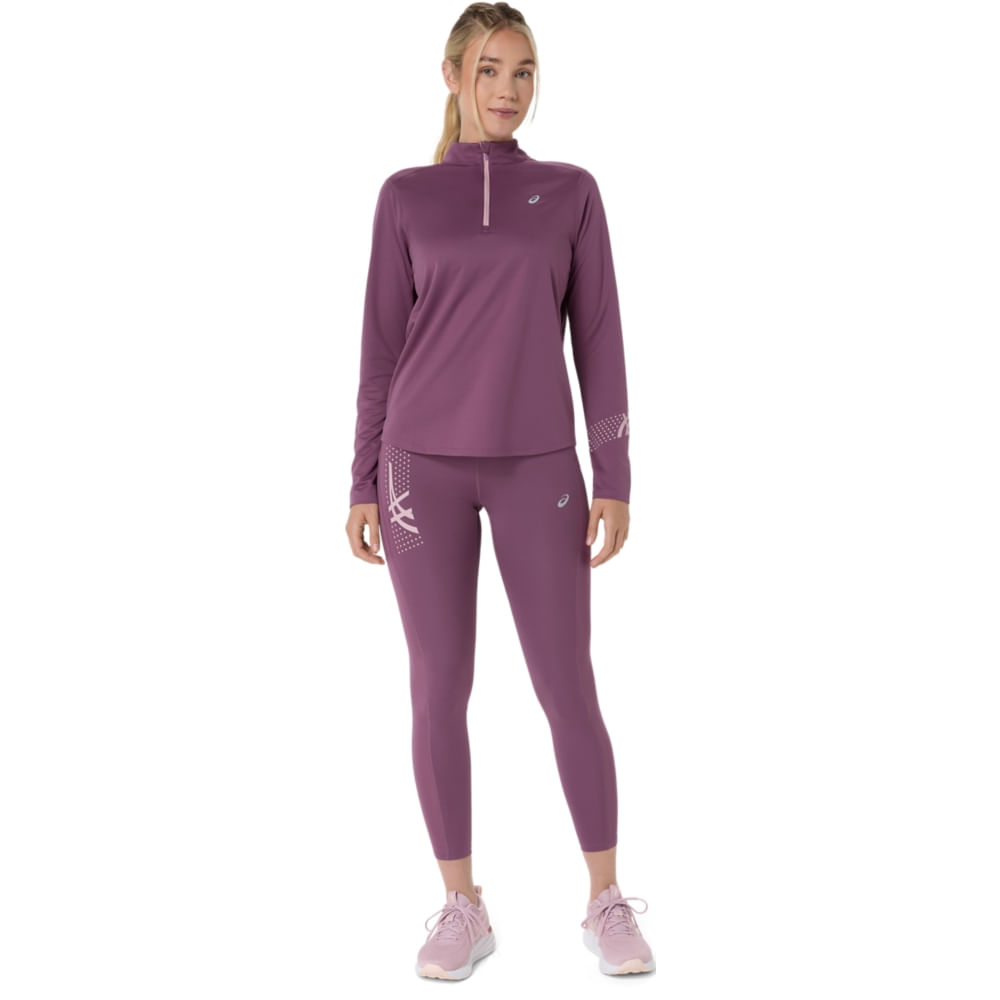 Camiseta Manga Longa Icon 1/2 Zip Ls Top - Roxo - ASICS Brasil