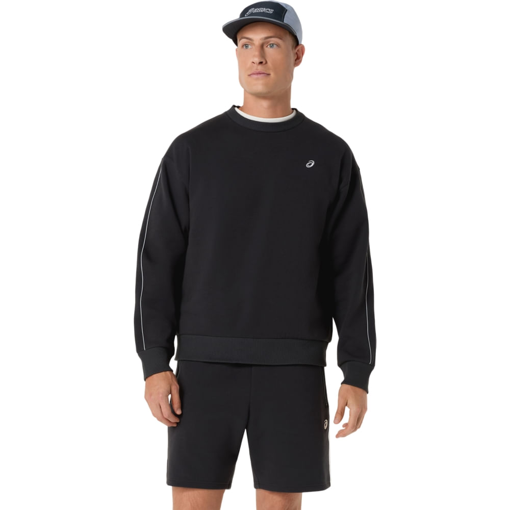 Camiseta Manga Longa Asics Track Club Heritage Crew-Neck Top - Preto - tam: GG