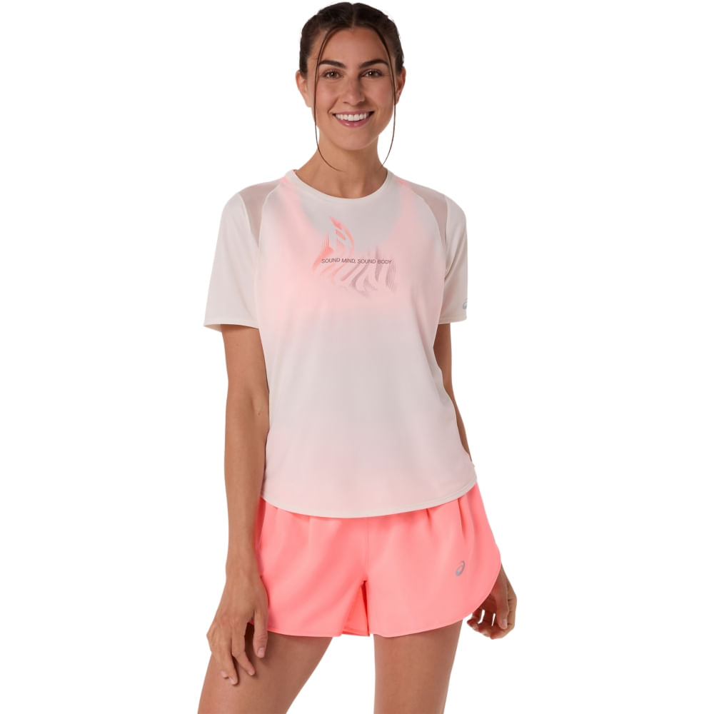 Camiseta Road Graphic Ss Top - Creme — ASICS