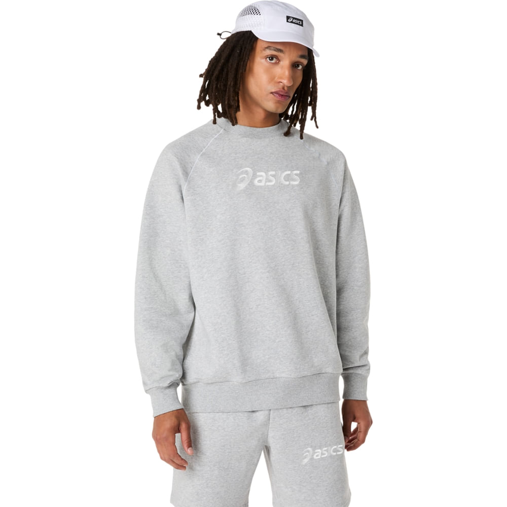 Blusa ASICS Logo Fleece Crew-Neck - Cinza - tam: GG
