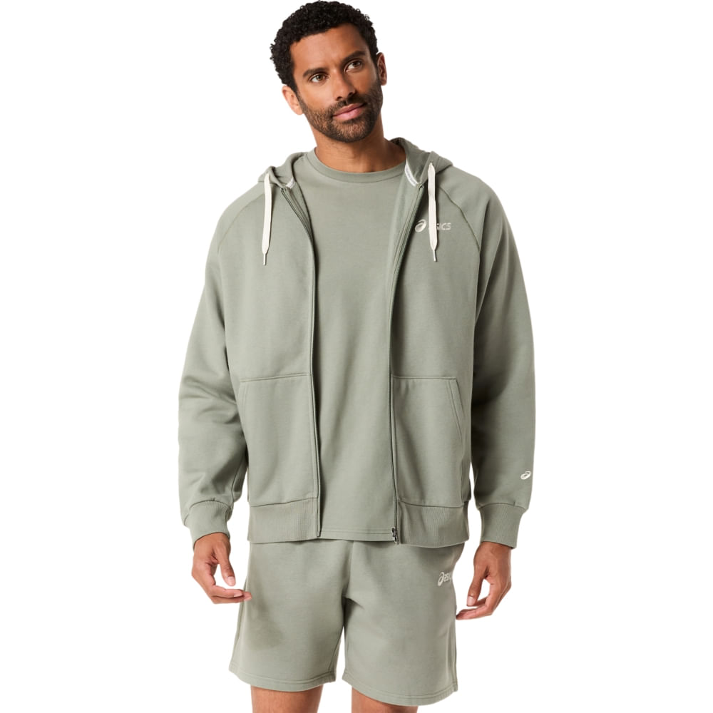 Blusa ASICS Logo Fleece Full Zip Hoodie - Verde - tam: M