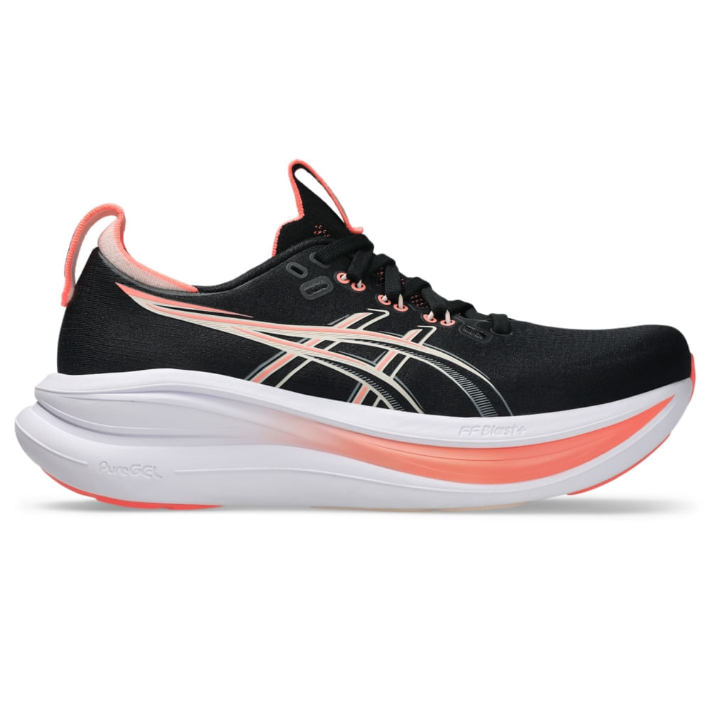 Tênis ASICS GEL Nimbus 28 - Feminino - Preto/Rosa