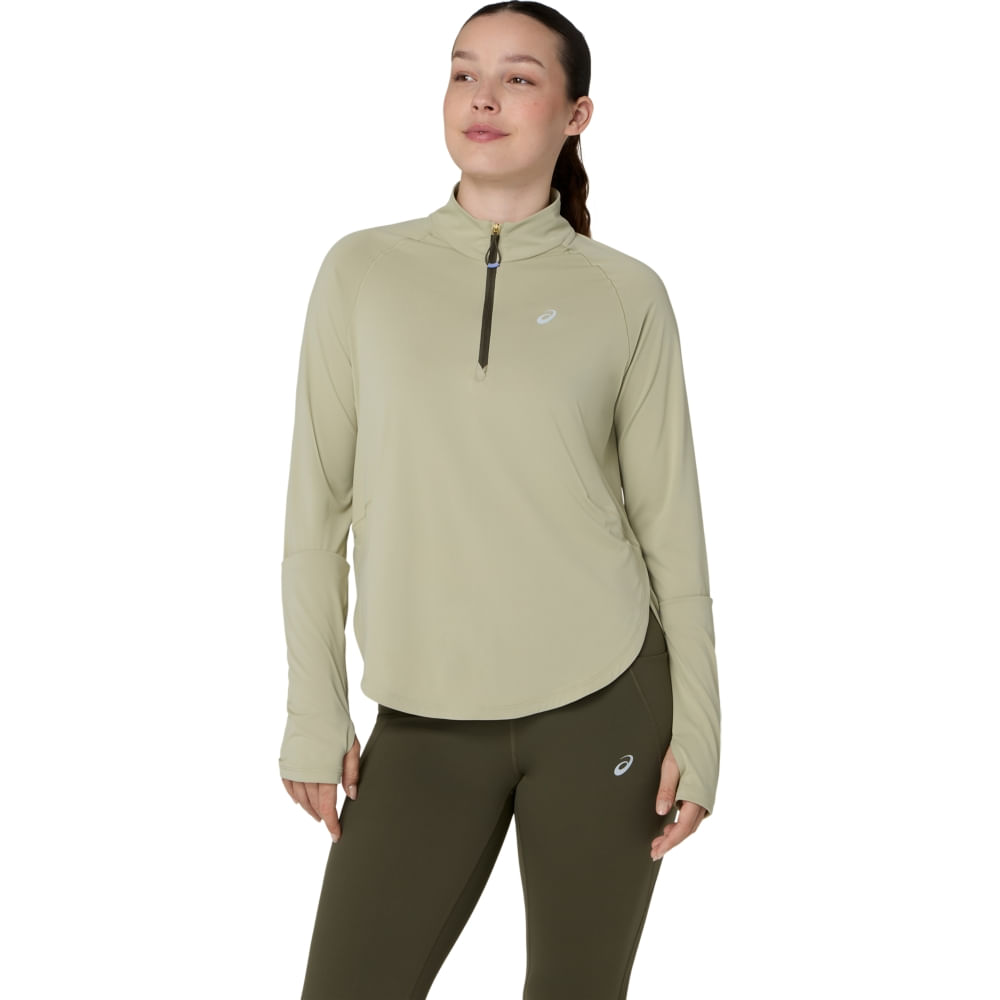 NAGINO RUN 1/4 ZIP LS TOP - Verde - tam: P