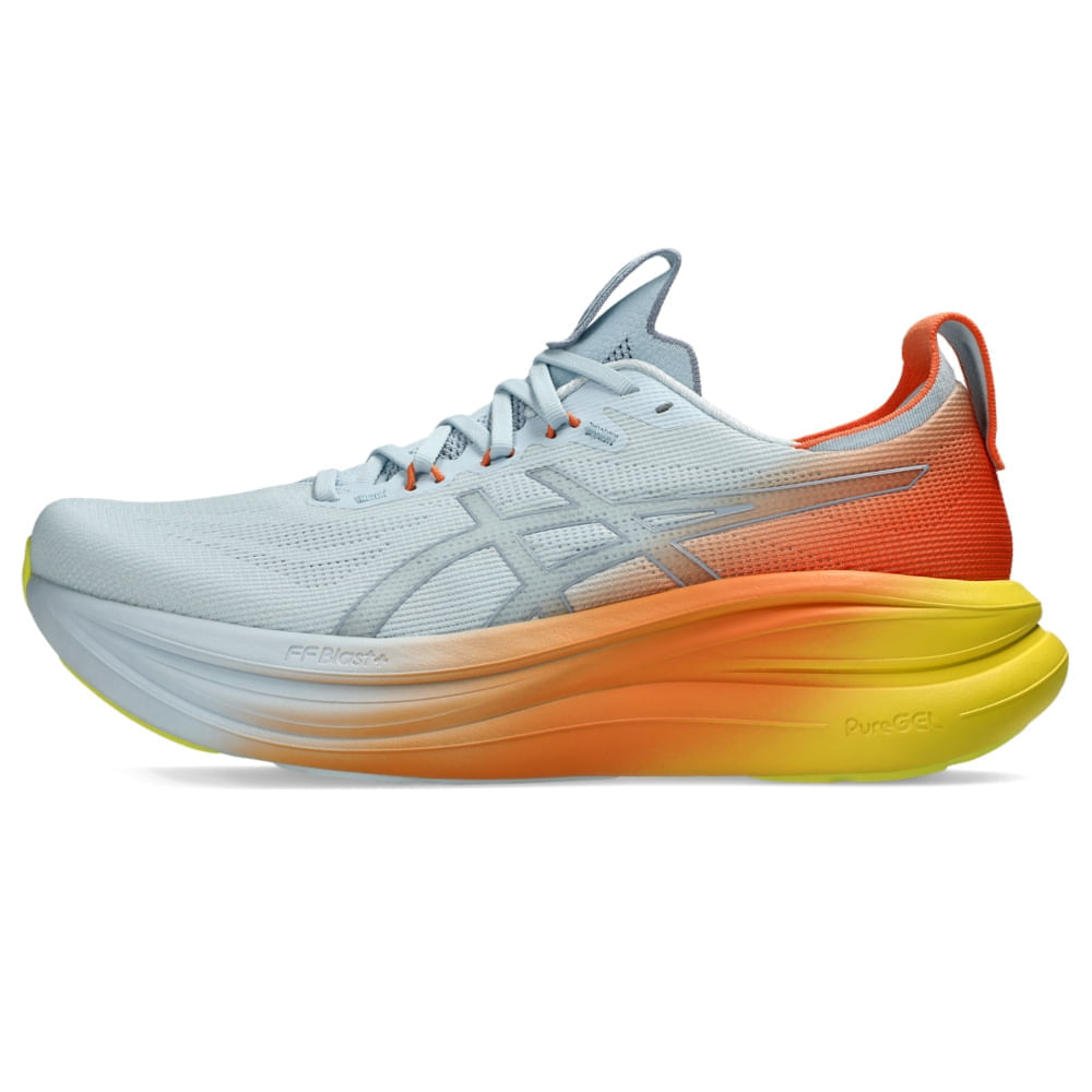 Tênis ASICS GEL Nimbus 28 - Masculino - Azul/Laranja