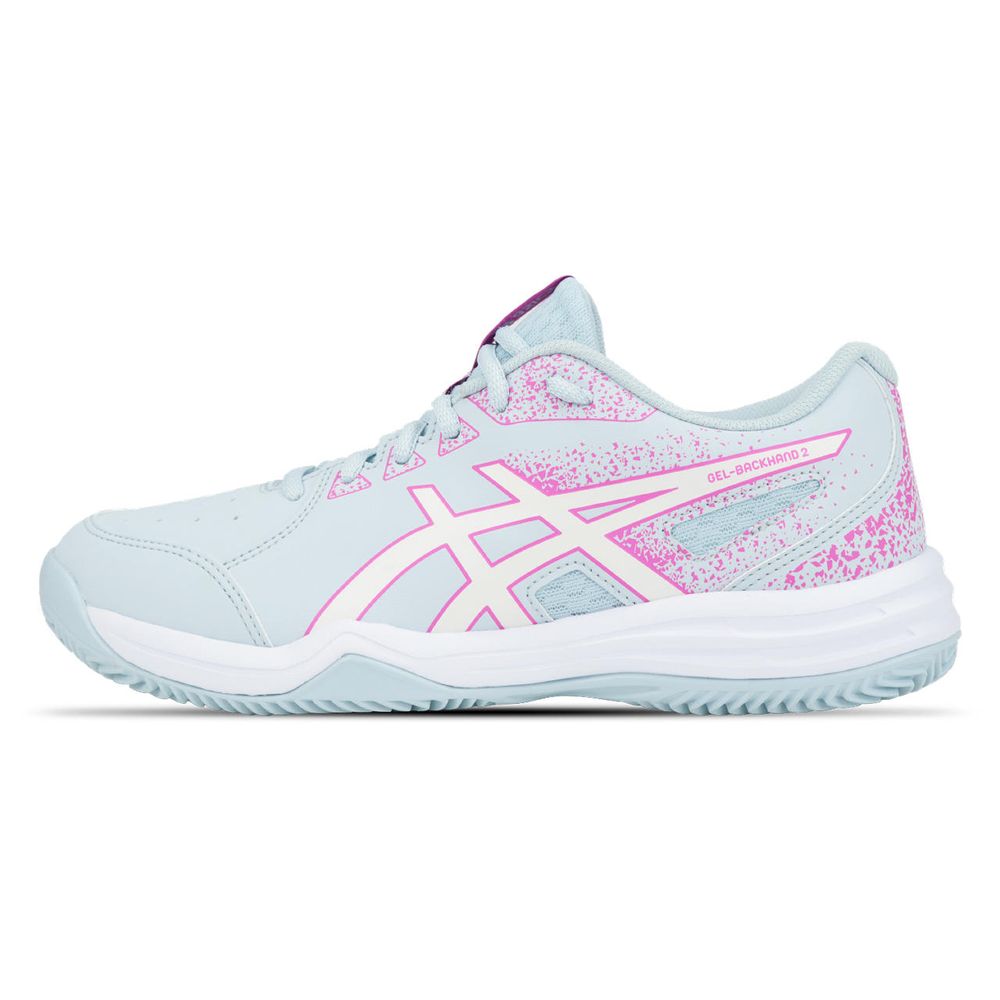 Tênis ASICS Gel-Backhand 2 Saibro - Feminino - Azul/Rosa