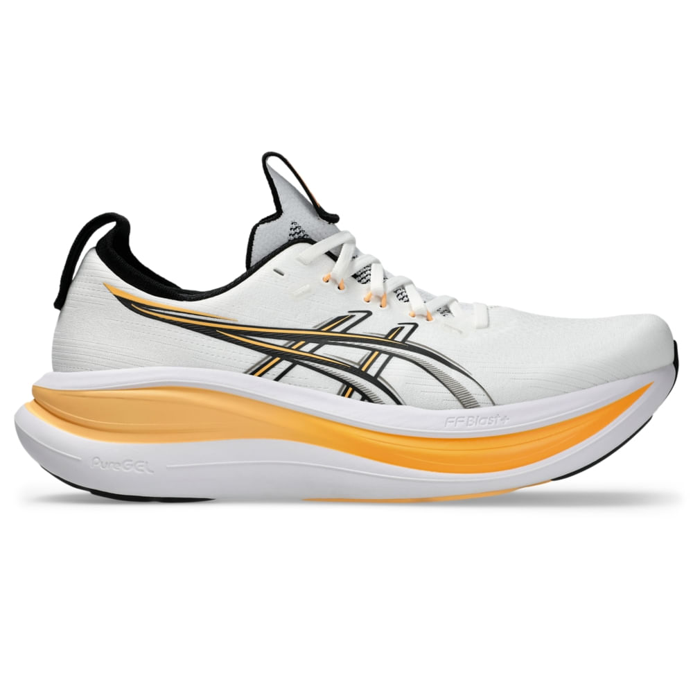 Tênis ASICS GEL Nimbus 28 - Masculino - Branco/Laranja - tam: 44
