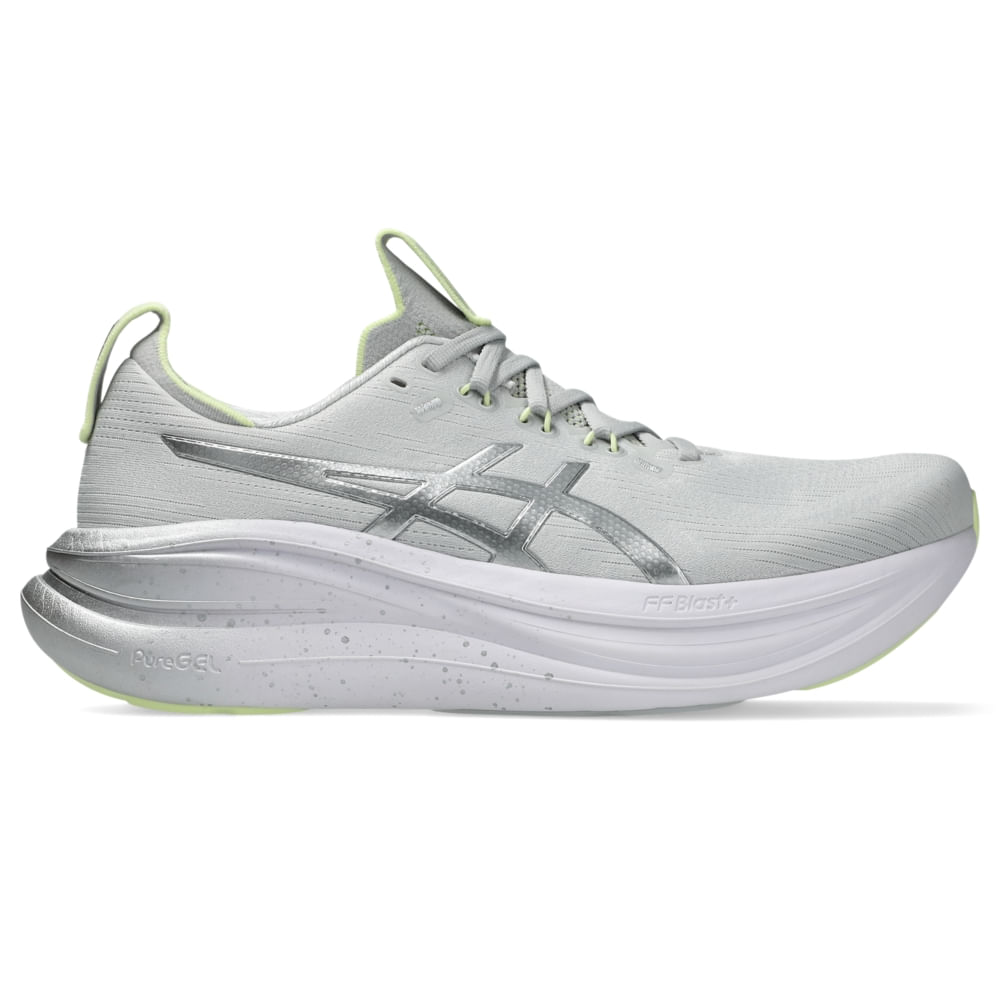 Tênis ASICS Gel- Nimbus 28 Platinum - Prata/Verde - tam: 47