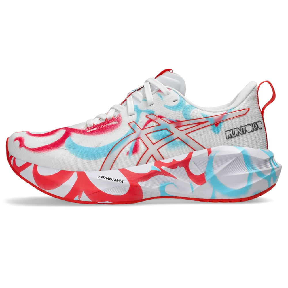 Tênis ASICS Novablast 5 Tokyo - Feminino - Branco/Rosa