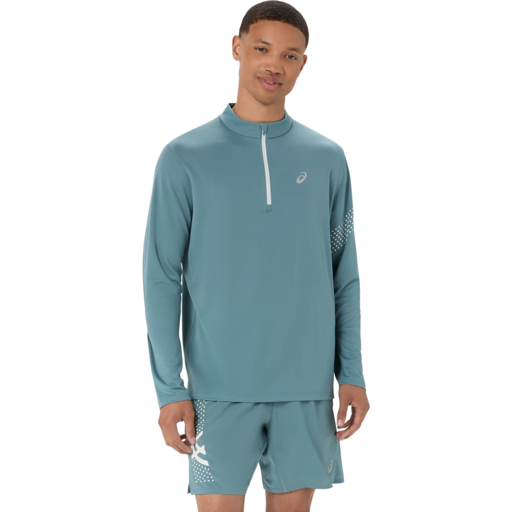 Camiseta Manga Longa Icon Ls 1/2 Zip Top - FOGGY TEAL - tam: G