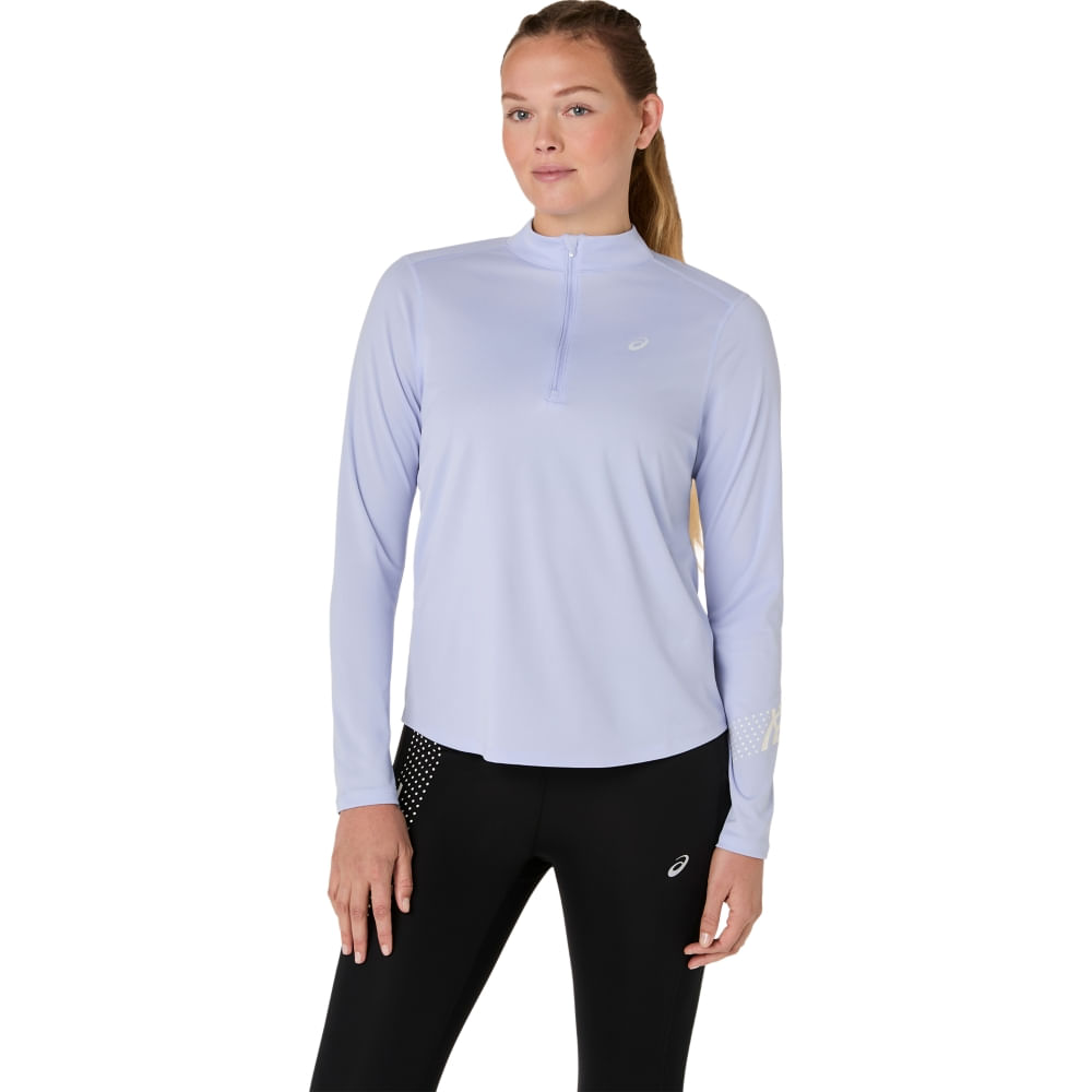 Camiseta Manga Longa Icon 1/2 Zip Ls Top - Azul Claro - tam: P