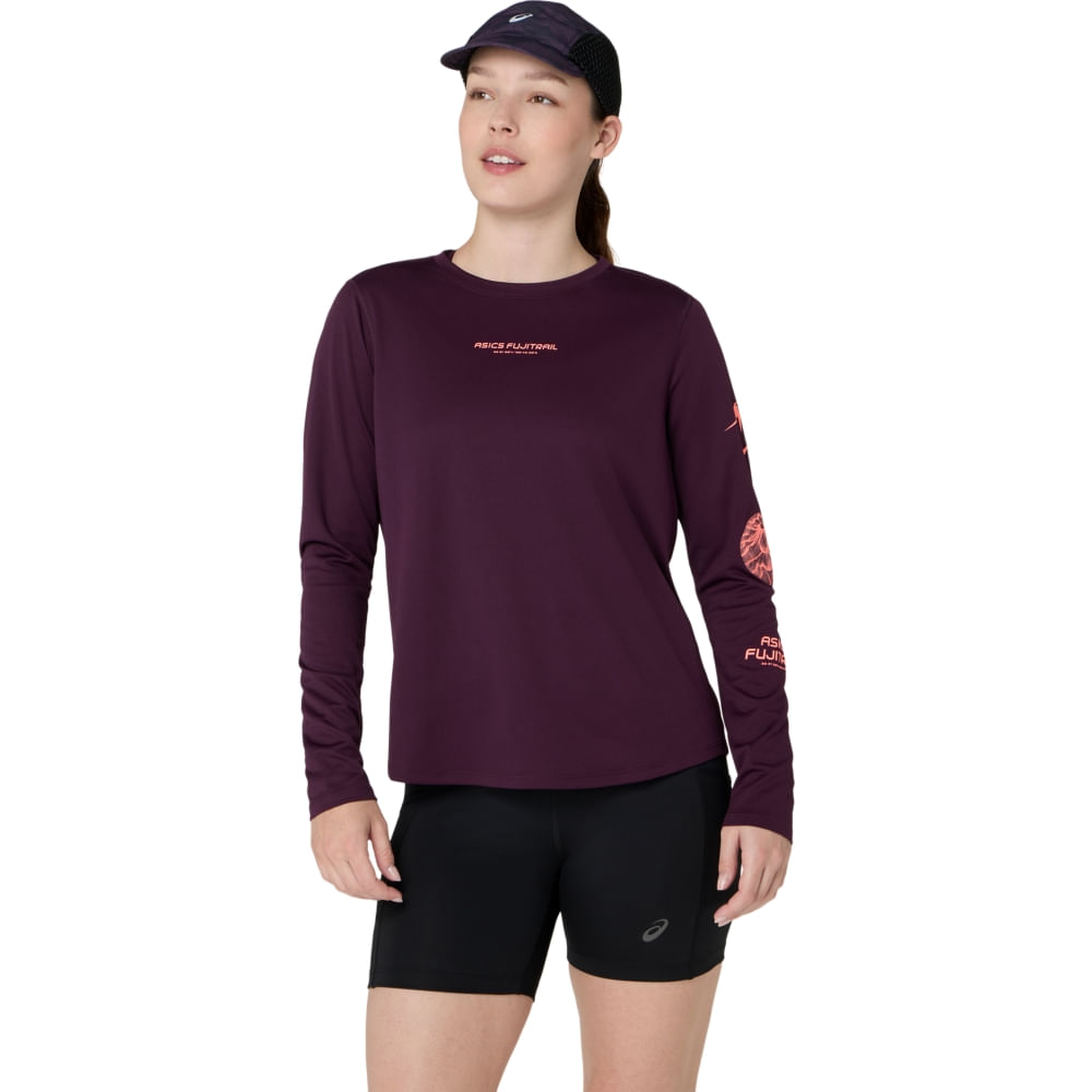 Camiseta Manga Longa ASICS Fujitrail Logo - Rosa - tam: 2G