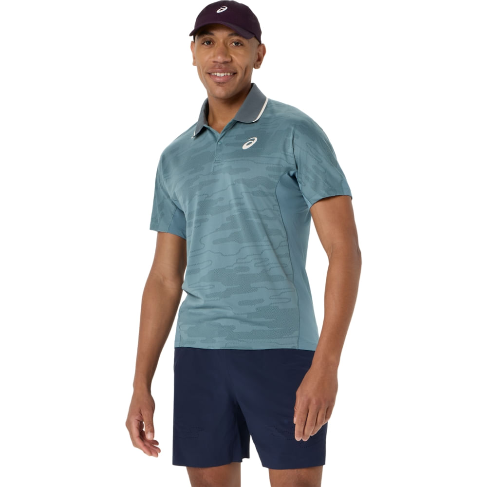 Match Jacquard Polo Ss Top - Azul — ASICS
