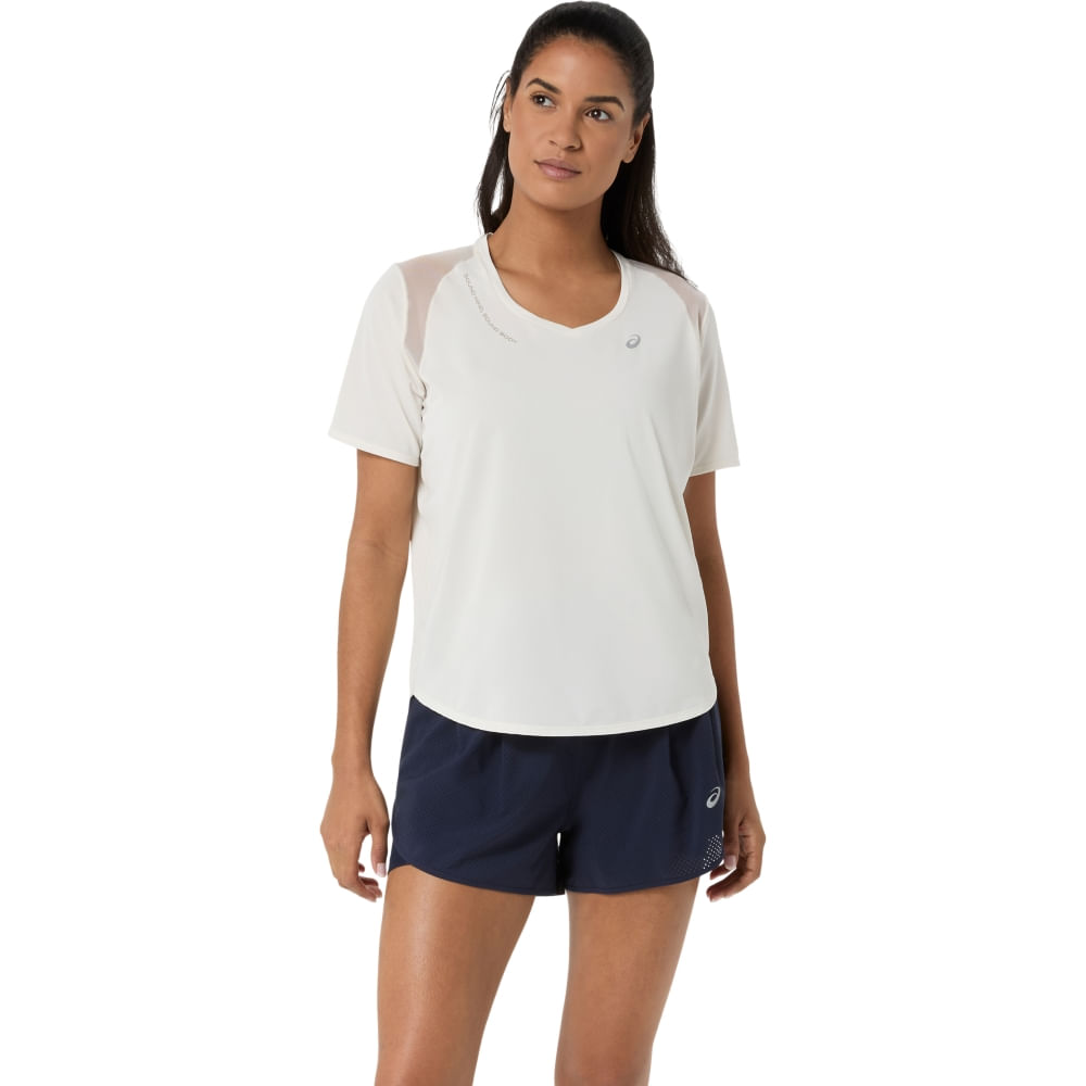 Camiseta ASICS Road V-Neck - Bege - tam: P