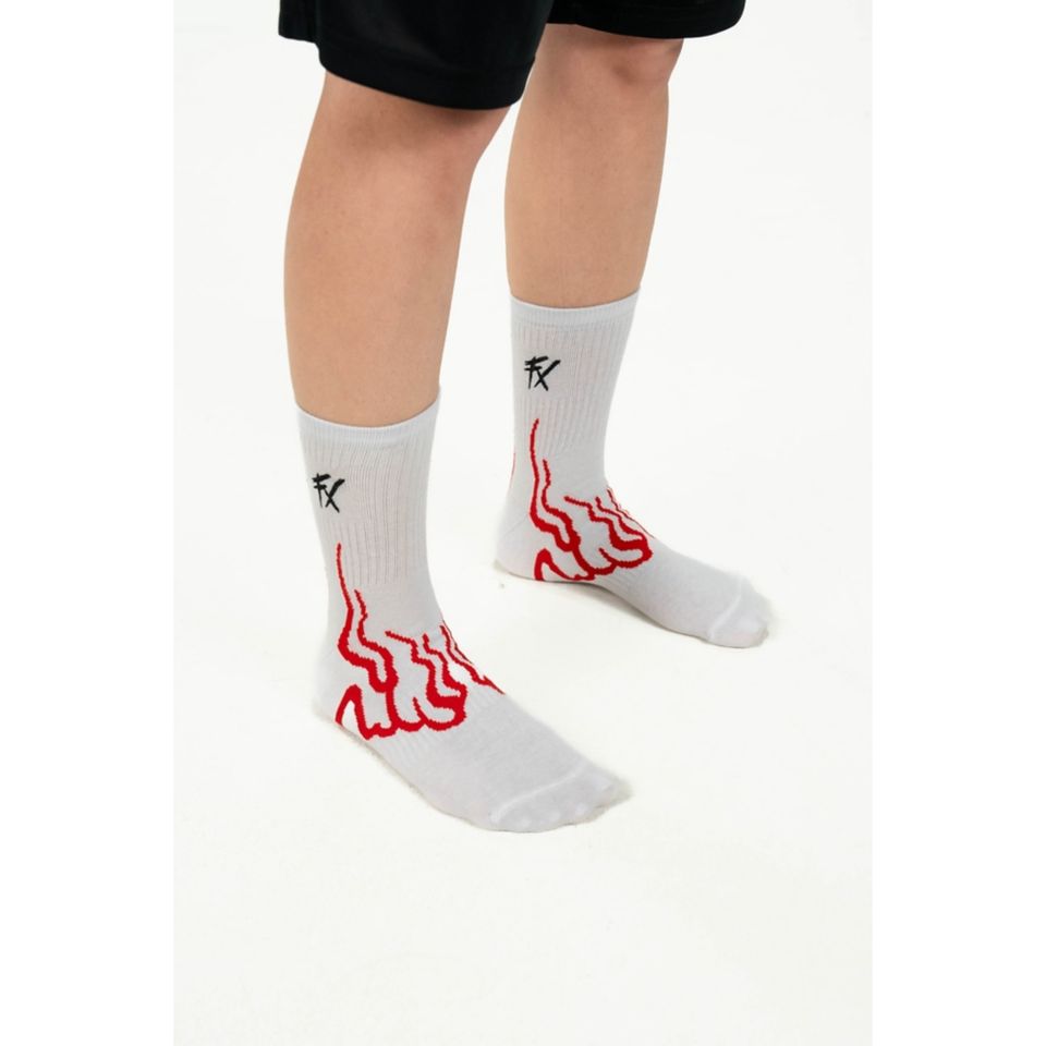 Meia Asics Chama Quarter - Branco/Vermelho