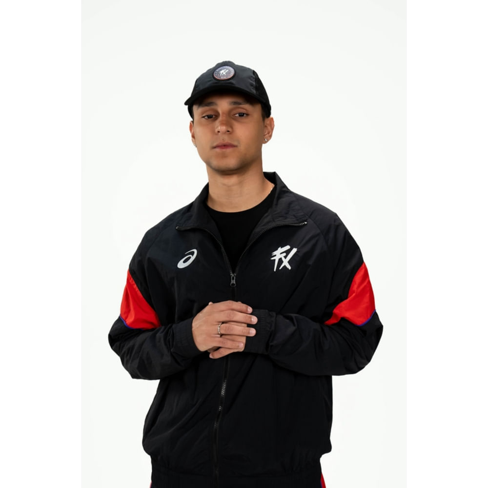 Jaqueta ASICS Retro Fluxo W7M - Preto/Vermelho - tam: 3G