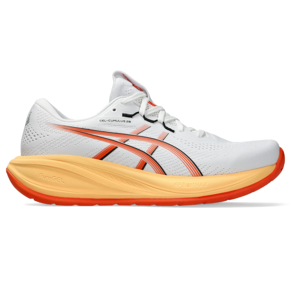 Tênis ASICS GEL-Cumulus 28 - Masculino - Branco/Laranja - tam: 42