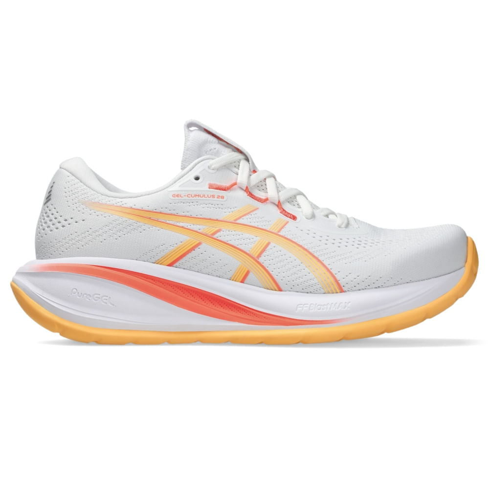 Tênis ASICS GEL-Cumulus 28 - Feminino - Branco/Laranja - tam: 41.5