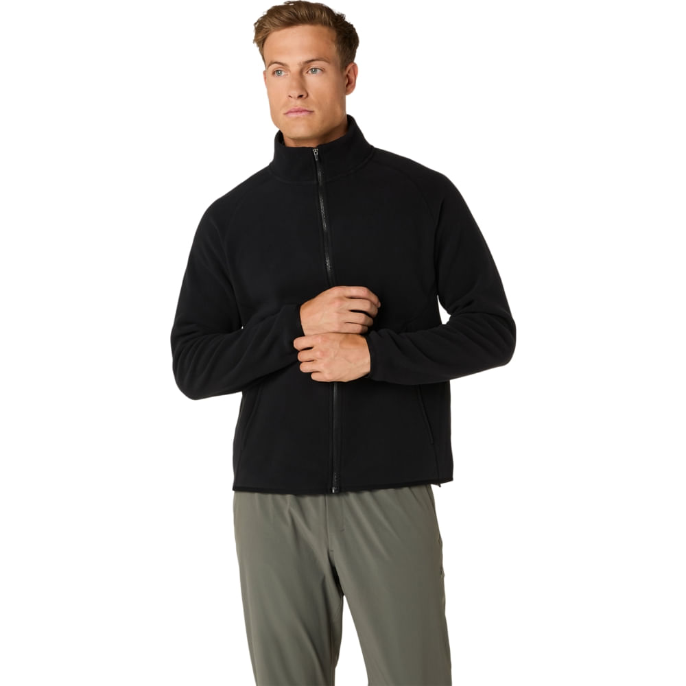 REFINED TEXTURE FLEECE FULL ZIP TOP - Preto - tam: G