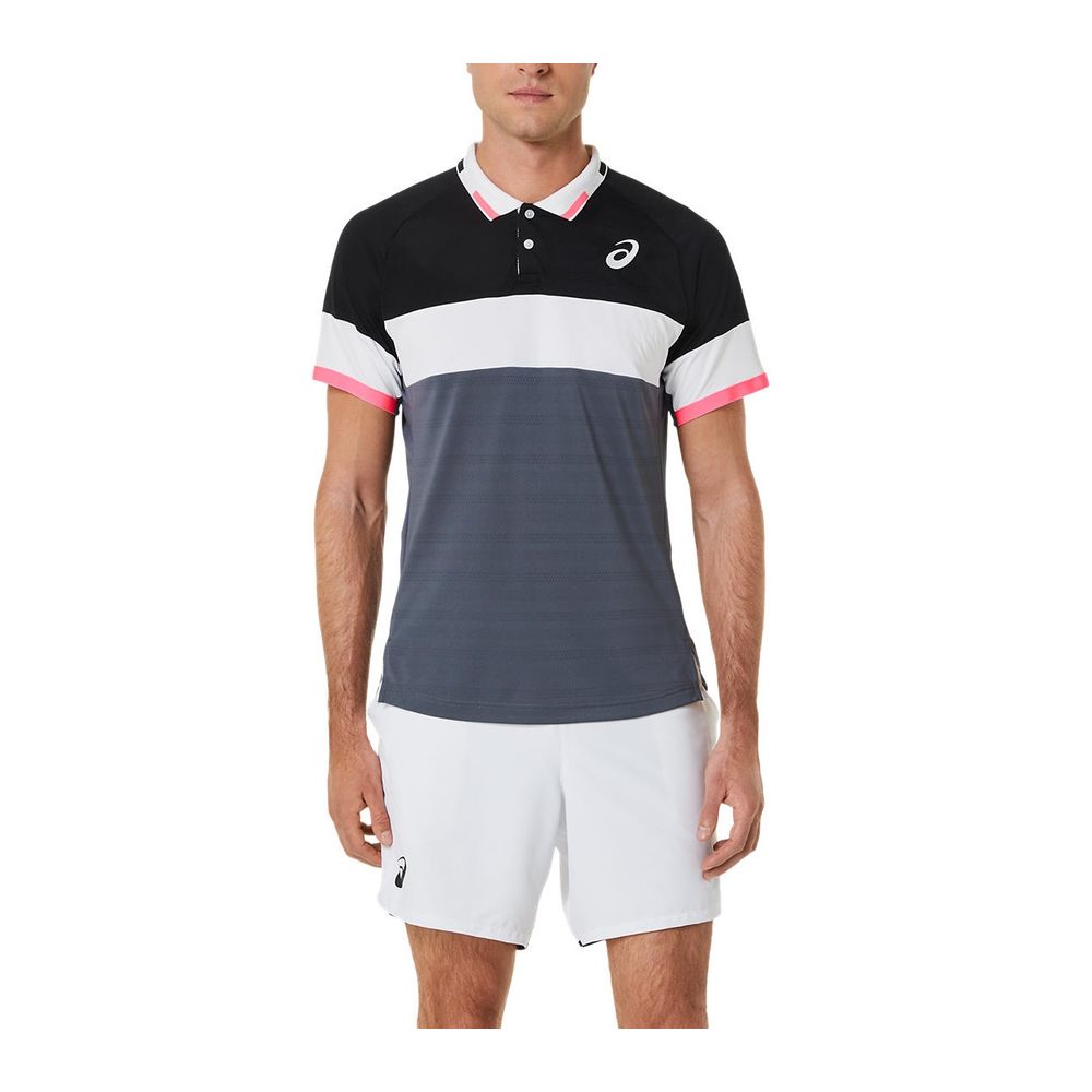 Camiseta ASICS Match - Masculina - Preto, Branco e Cinza