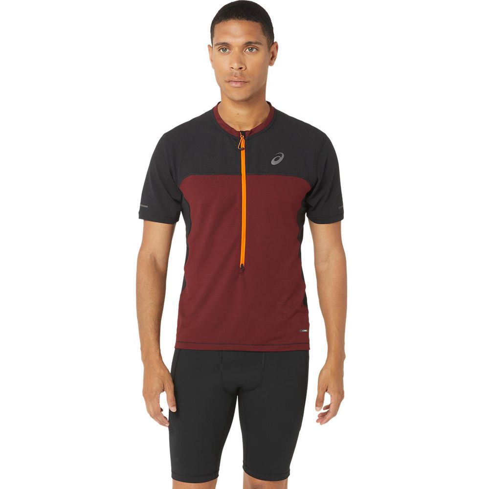 Camiseta ASICS Fujitrail™ - Masculina - Preto e Vinho