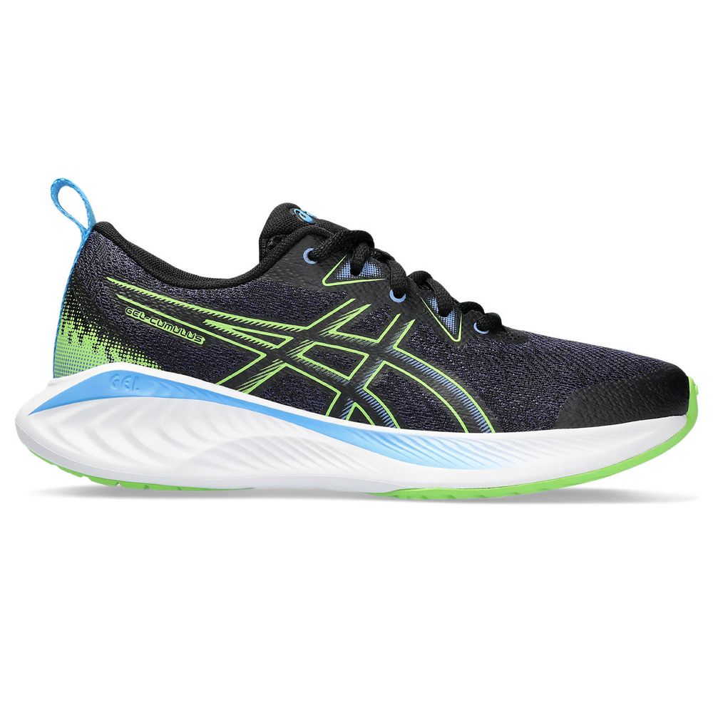 Tênis ASICS GEL-Cumulus 25 GS - Infantil - Azul Marinho e Verde com Branco e Azul