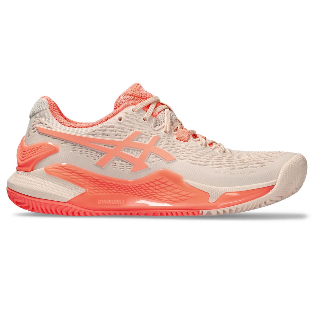 Tênis ASICS GEL-Resolution 9 Clay - Feminino - Bege e Laranja