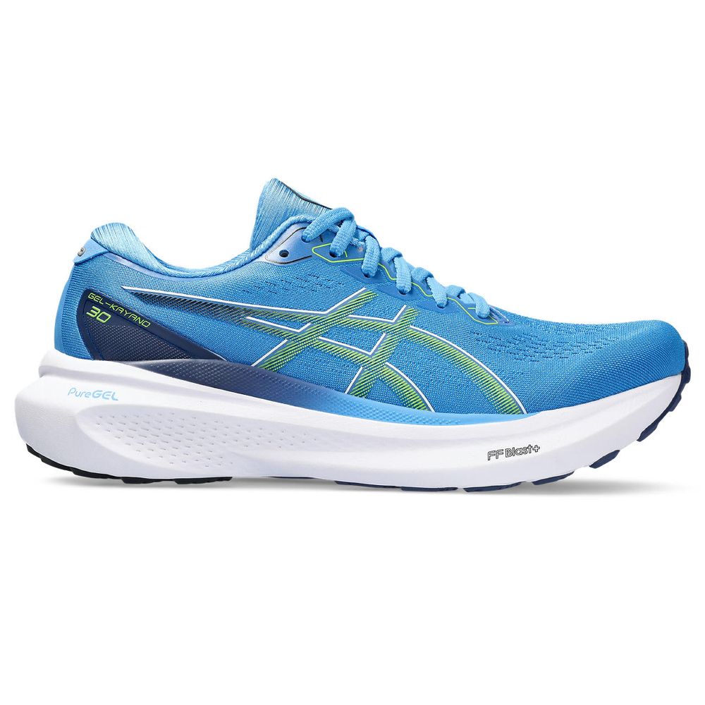 Tênis ASICS GEL-Kayano 30 - Masculino - Azul e Verde com Branco e Azul Marinho