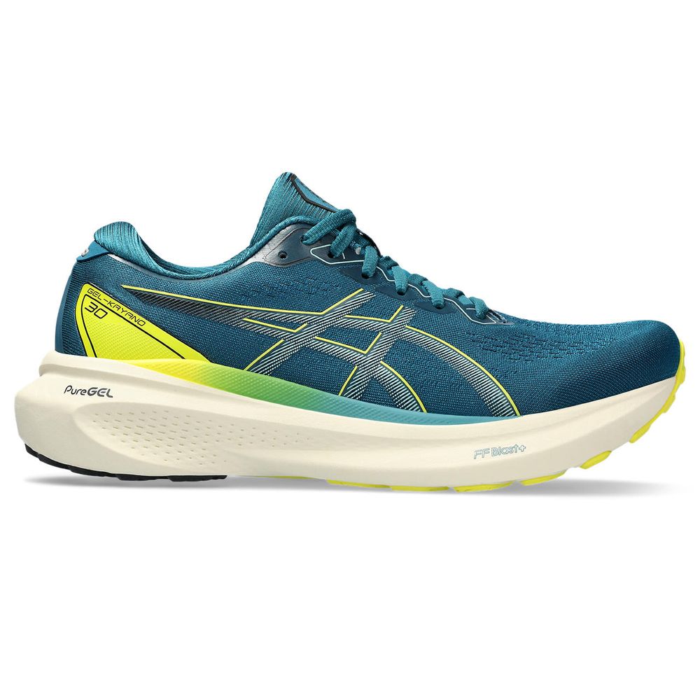 Tênis ASICS GEL-Kayano 30 - Masculino - Azul e Amarelo com Creme