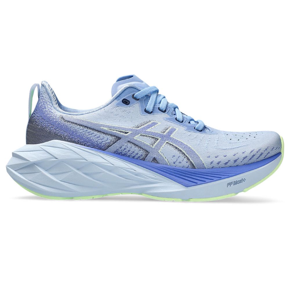 Tênis ASICS Novablast 4 - Feminino - Lilás e Roxo com Verde