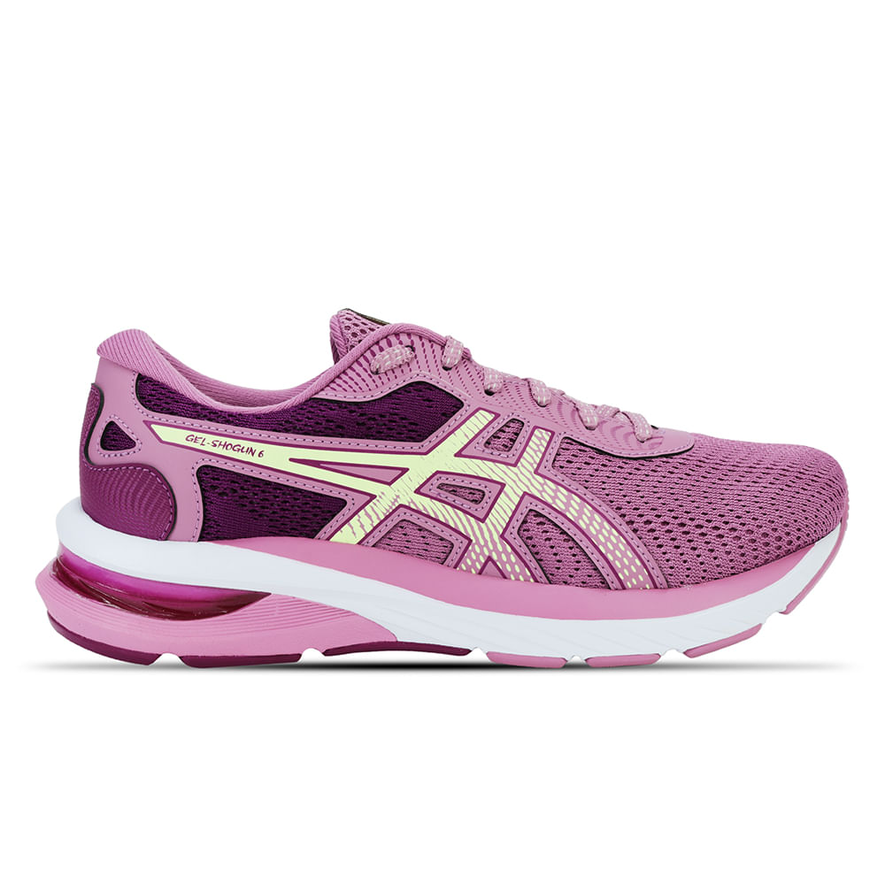 Tênis ASICS GEL-Shogun 6 - Feminino - Rosa com Roxo e Verde