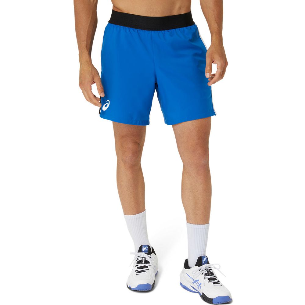 Short ASICS Match - Masculino - Azul com Preto e Branco