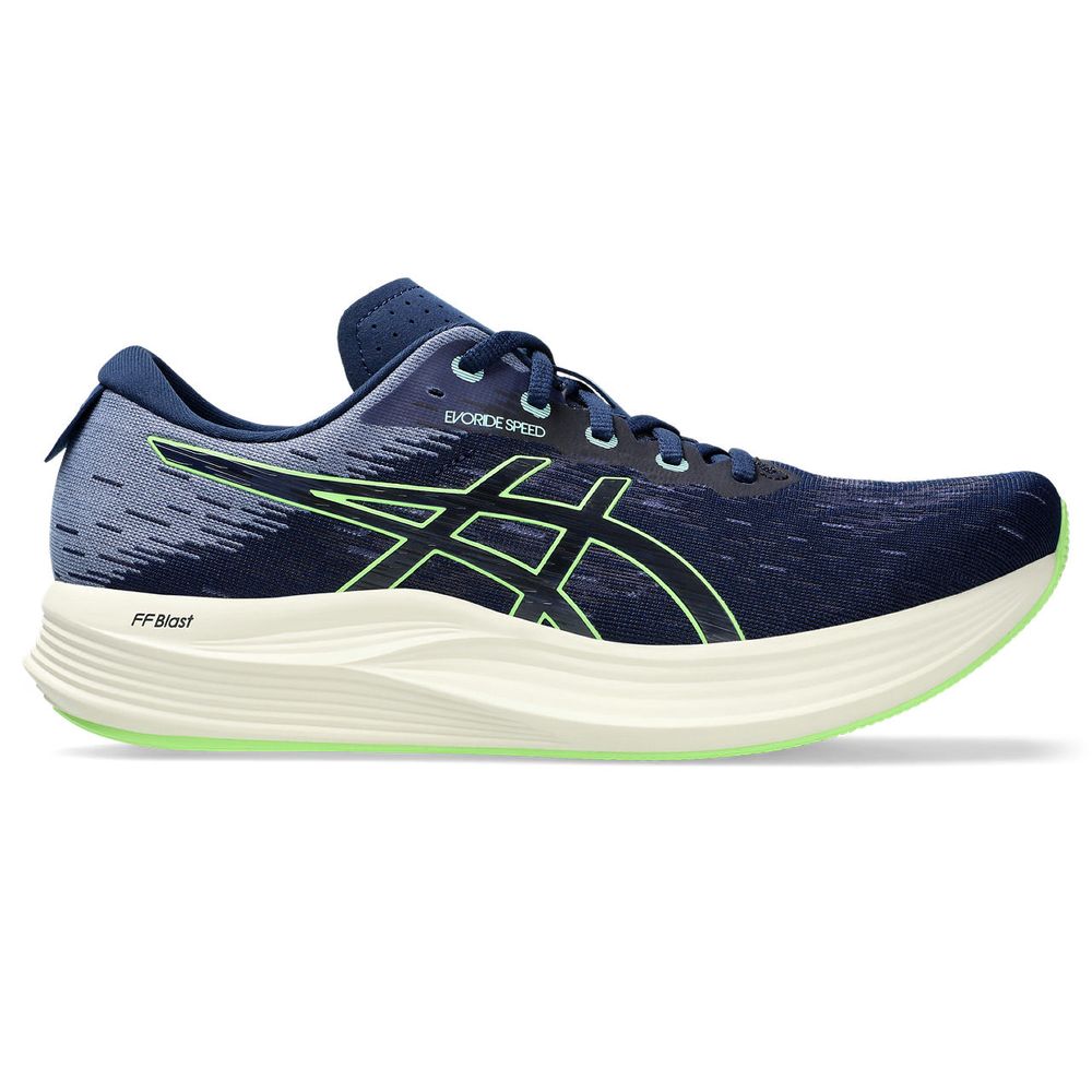 Tênis ASICS Evoride Speed 2 - Masculino - Azul Marinho e Verde com Branco