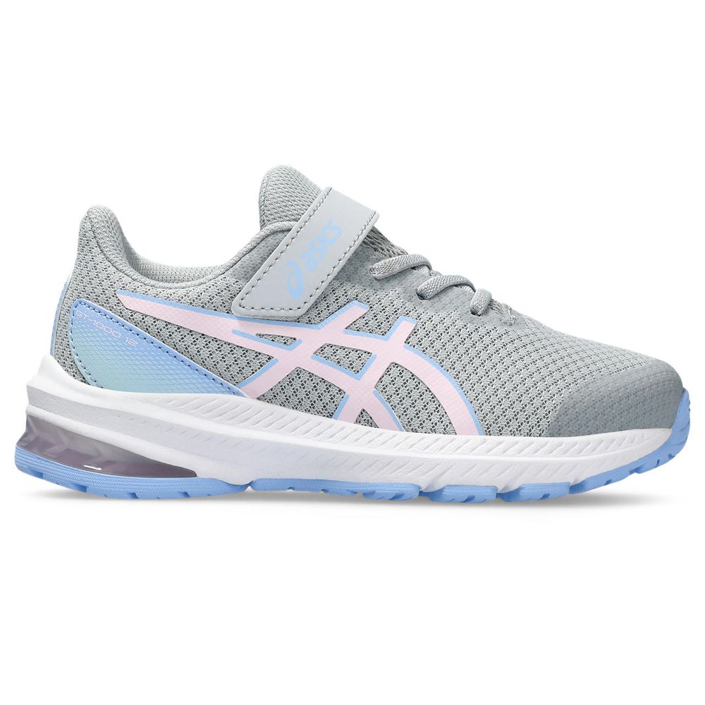 Tênis ASICS GT-1000 12 PS - Infantil - Cinza e Rosa com Branco e Azul