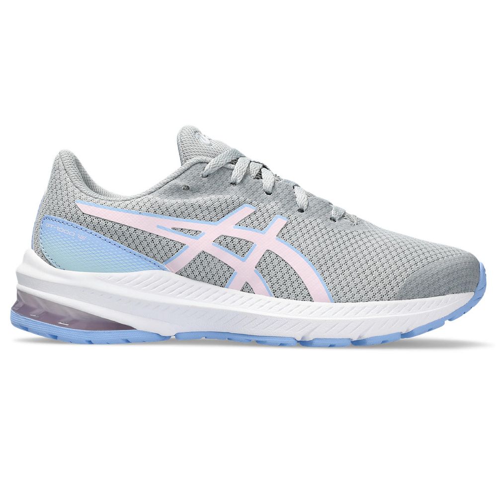 Tênis ASICS GT-1000 12 GS - Infantil - Cinza e Rosa com Branco e Azul